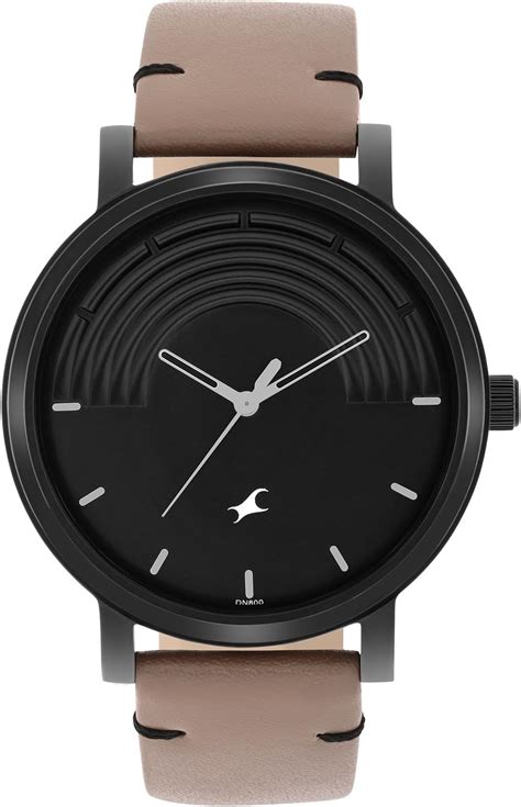 Fastrack Mens Crush Quartz Analog Black Dial Leather Strap Watch for ...
