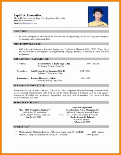 Image result for Bio Data Example with Answer Philippines