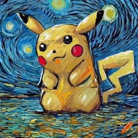 Van gogh painting of pikachu on Craiyon