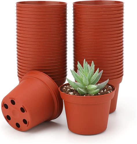 KINGLAKE 50 Pcs Small Plastic Plant Pots, 3 Inch/7.5cm Small Flower ...