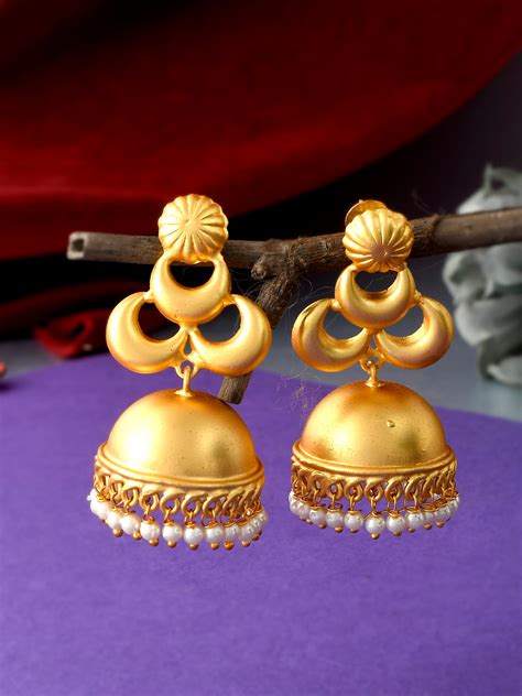Gold Plated Traditional Floral Jhumka Earrings for Women Online at ...