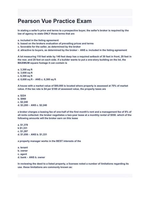 Pearson Vue Practice Exam Questions with correct Answers 2024( A+ ...