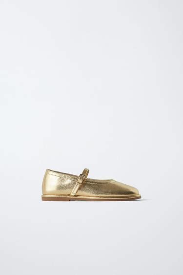 METALLIC BALLET FLATS - Gold | ZARA India