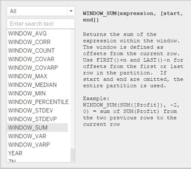 Image result for Tableau Window Functions