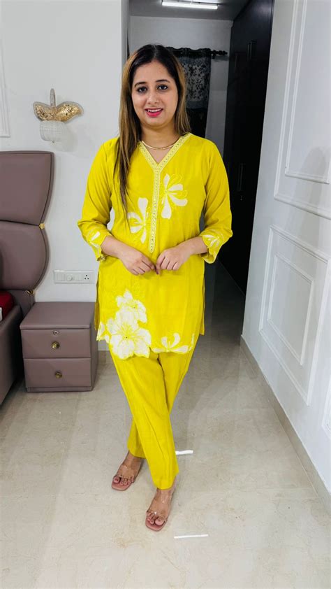 Enira🌸 | Premium Yellow Floral Print Coordset with Designer Detailing ...