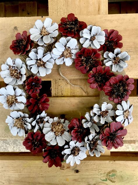 DIY Pine Cone Flower Wreath