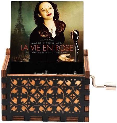 Fusked la Vien Rose Music Box Black Hand Crank Musical Boxe Birthday ...
