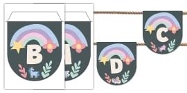 Space-Themed Alphabet Letters Display Bunting (teacher made)