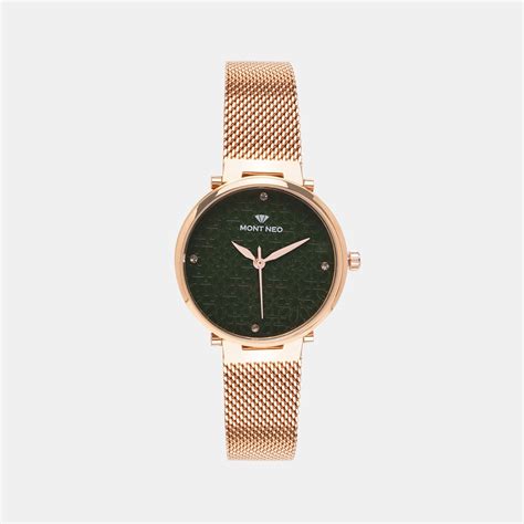 Mont Neo women's Analog Round Dial Quartz Rose Gold Stainless Steel ...