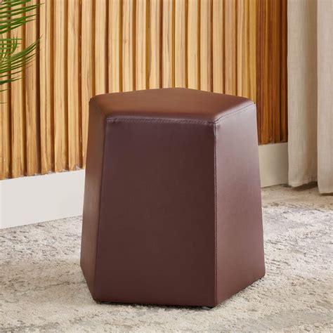 Buy Baxton Faux Leather Ottoman - Brown from Home Centre at just INR 1999.0