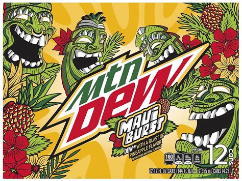Mountain Dew Maui Burst - Soda con sabor a piña, paquete de 12 latas de ...