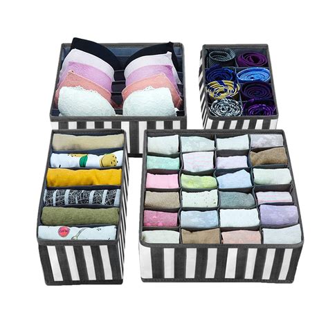 Wonder Cub 4 Pieces Non Woven Foldable Drawer Organizer with ...