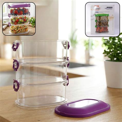 3 Layer Stackable Airtight Food Storage Container Set (1 Set) – Sky Shopy