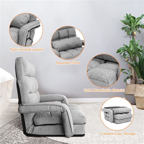 WAYTRIM Indoor Chaise Lounge Sofa, Folding Lazy Sofa Floor Chair, 6 ...