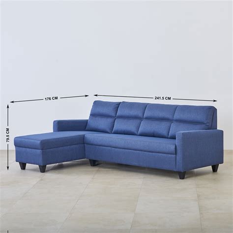 Buy Helios Clary Fabric 3-Seater Left Corner Sofa with Chaise - Blue ...