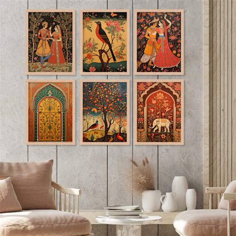 Traditional Indian Pichwai Art Framed Prints for Elegant Home Decor Se ...