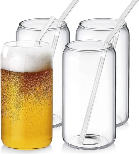 SKDBPM Ice Juice Drinks Glass Can Mug with Straw for Milk/Coffee/Green ...