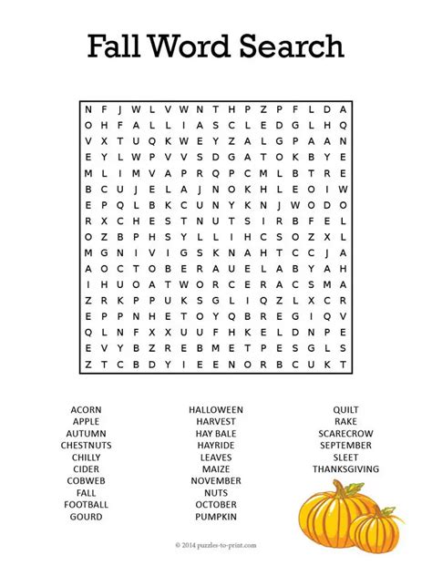 Image result for Fall Word Search