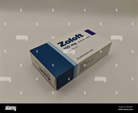 Prague,Czech Republic-April 8 2025: Pfizer Zoloft tablets with sertraline SSRI antidepressant ...