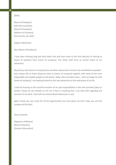 Free Printable Retirement Announcement Letter Template [PDF, Word]