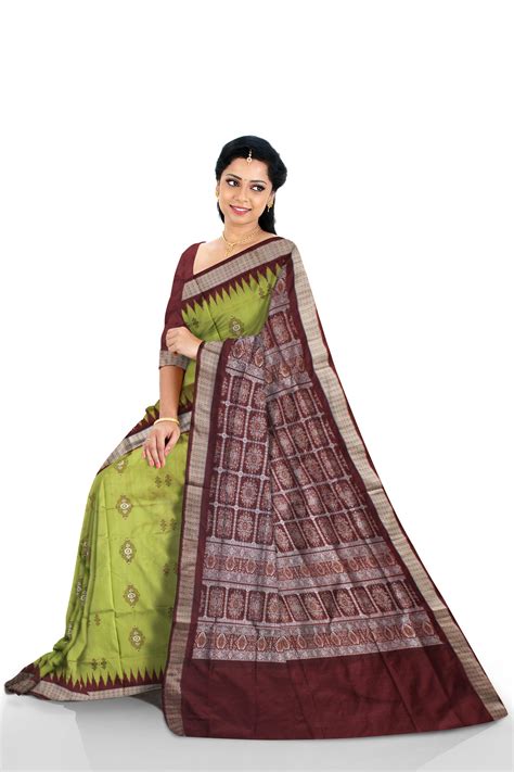 Latest collection light green and coffee color Padma Pata saree.
