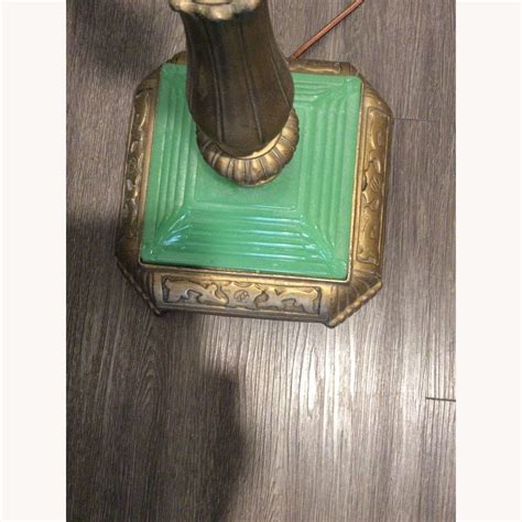 Antique Art Deco Jadeite Cast Iron Floor Lamp - AptDeco