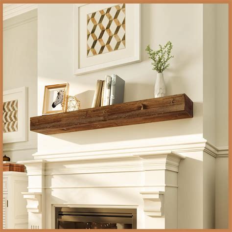Avana Floating Fireplace Mantel - Natural Wood Mantle for Over ...