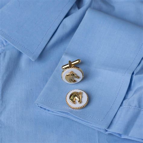 Buy Stallion Head Mother of Pearl Gold Plated Cufflinks Online | JRT ...