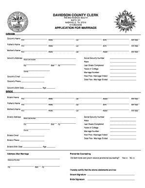 Application Of Marriage - Nashville Clerk - Fill and Sign Printable ...