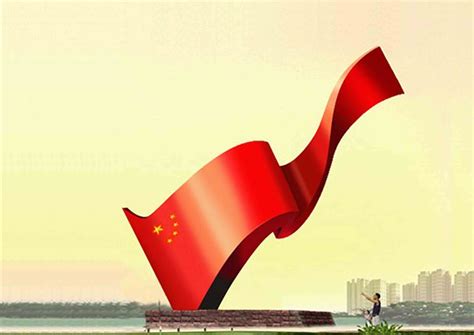 革命雕塑,红旗招展不锈钢雕塑