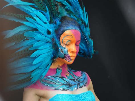 Download Body Painting Festival Blue Aesthetic Wings Picture ...