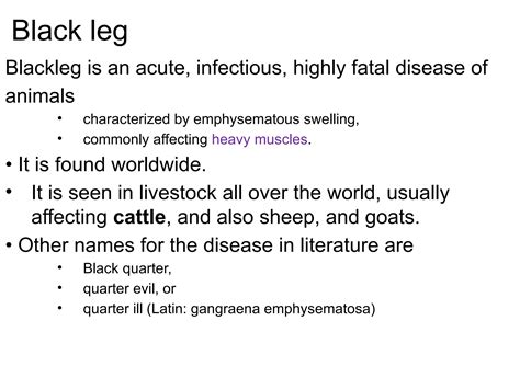 Black leg.pptx: is the disease of young cattle which causes a sudden ...