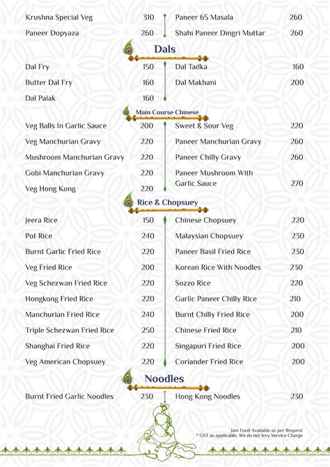 Menu at Krushna Pure Veg Restaurant, Pune, Survey number 84