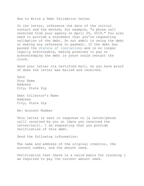 Debt Collection Validation Letter 的图像结果