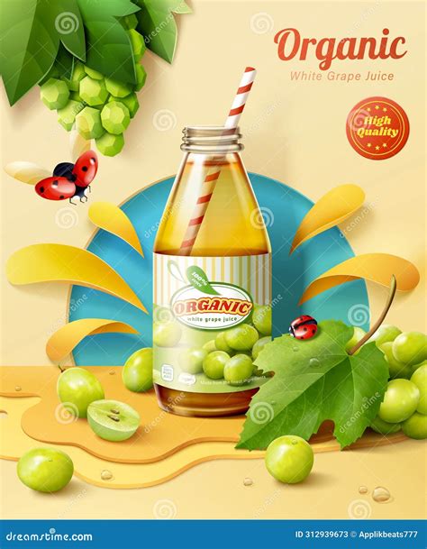 3d Creative White Grape Juice Ad Stock Vector - Illustration of fresh ...