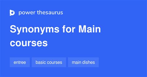 MAIN COURSES Synonyms: 112 Similar Words & Phrases