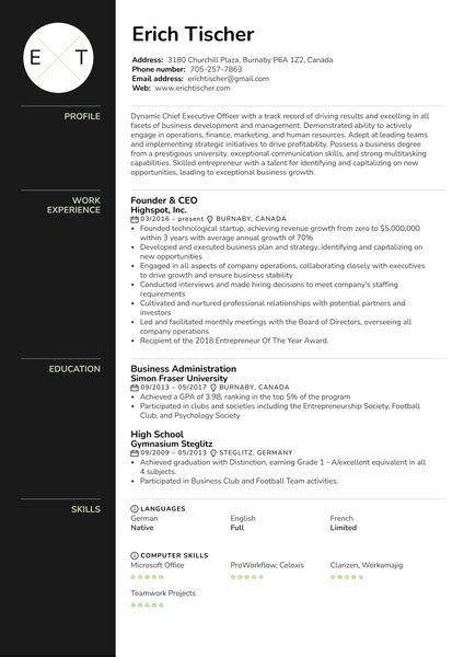 Entrepreneur Resume 的图像结果