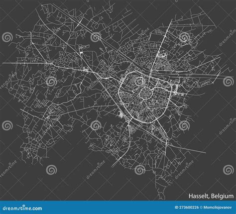 Street Roads Map of HASSELT, BELGIUM Stock Vector - Illustration of positioning, highway: 273600226