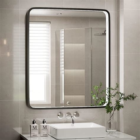 Amazon.com: THEKLA 30x20 Inch Bathroom Black Arch Vanity Mirror with ...