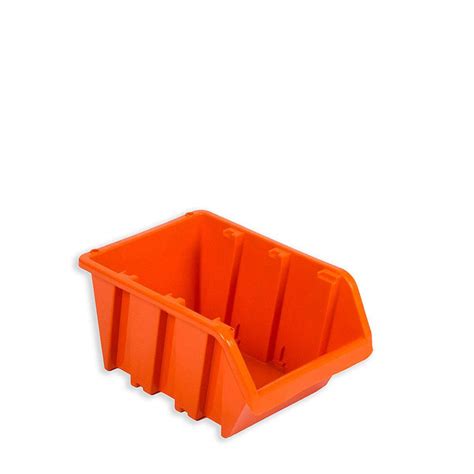 10 Stackable Plastic Storage Boxes Orange 3 Litre Clear Plastic ...