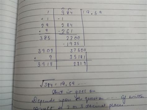 how to do the square root of 384 in division method - Brainly.in