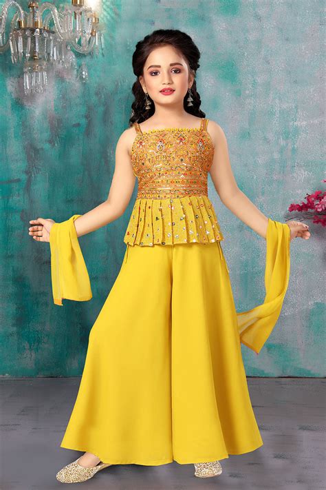 Yellow mirror work choli with palazzo set. – Urban Codes Clothing