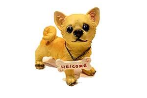 Buy Crazy Craft Welcome Dog Statue Figurine Showpiece- Yellow- Height ...