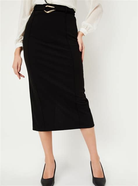Buy Women Solid Knit Pencil Skirt Online at just Rs. 999.0 ...