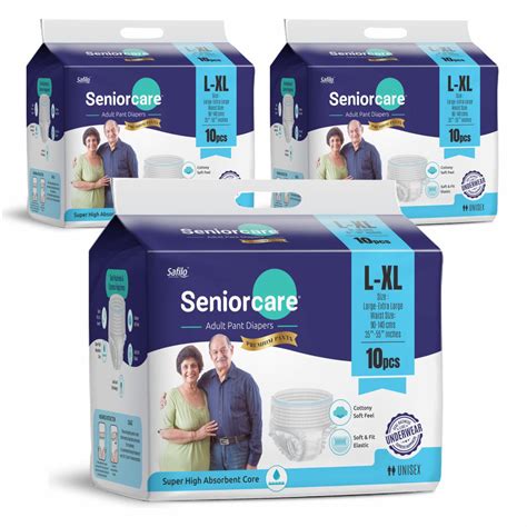 Seniorcare Premium Adult Pant Diaper, Large 30 Pants, 35"- 55", 12Hrs ...
