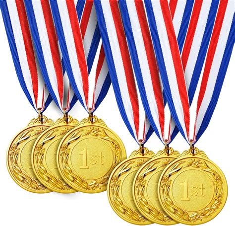Amazon.com: Juvale Paquete de 6 medallas redondas de oro de metal para ...