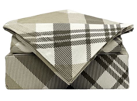 Casa Platino Queen Sheet Set - 100% Cotton Flannel, Gray Plaid, 4-Piece ...