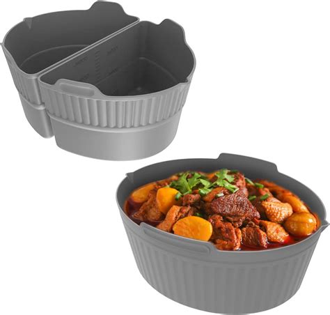 Amazon.com: Silicone Slow Cooker Liners, 2 Pack Reusable Divider Insert ...