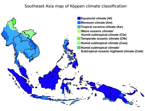 Southeast Asia map of Köppen climate classification Tropical Savanna ...