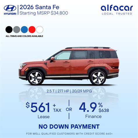 2026 Hyundai Santa Fe lease Miami, Florida. Best lease deals.